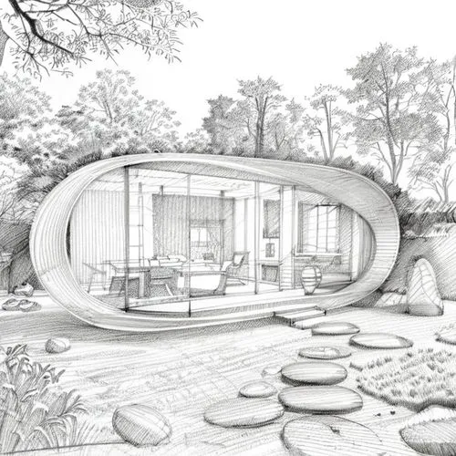 sketchup,round house,modern ház,nonom style,futurisztikus ház,Design Sketch,Design Sketch,Pencil Line Art