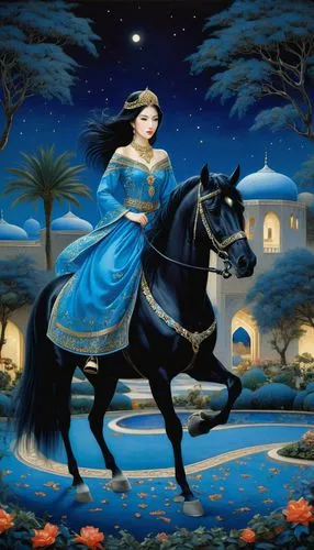 shahnameh,joan of arc,constellation unicorn,sheherazade,buraq,shahnama,Illustration,Realistic Fantasy,Realistic Fantasy 08