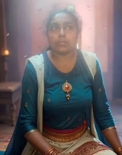 a woman sitting on the ground wearing an outfit and necklace,srividya,krishnaveni,sivakami,shailaja,abhinaya,jayasudha