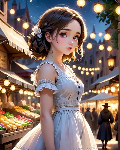 dirndl,aerith,white winter dress,maxon,cinderella,dressup,a girl in a dress,fairy tale character,cendrillon,girl in white dress,peignoir,snow white,princess anna,belle,eloise,confectioner,sylvania,tatarella,girl in a long dress,girl with bread-and-butter,Anime,Anime,Cartoon