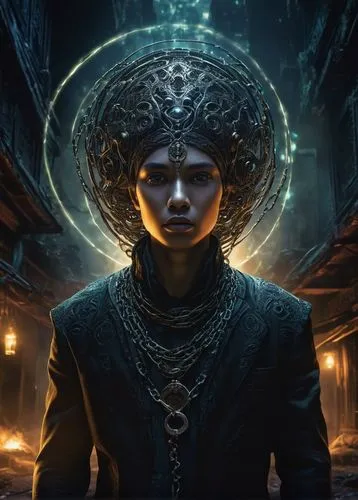 amidala,head woman,conjurer,akhnaten,afrofuturism,varya,Illustration,Realistic Fantasy,Realistic Fantasy 06