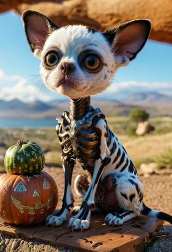 a cat dressed in skeleton clothing sitting next to a pumpkin,kirdyapkin,pupkin,halloween cat,madagascan,madagascar,frankenweenie,Photography,General,Realistic