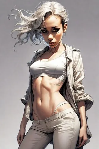 sci fiction illustration,female doctor,abs,kotobukiya,digital painting,3d figure,female model,su yan,cg artwork,blonde woman,world digital painting,femme fatale,songpyeon,navel,han thom,dragon li,sculpt,white clothing,takikomi gohan,harley,Digital Art,Comic