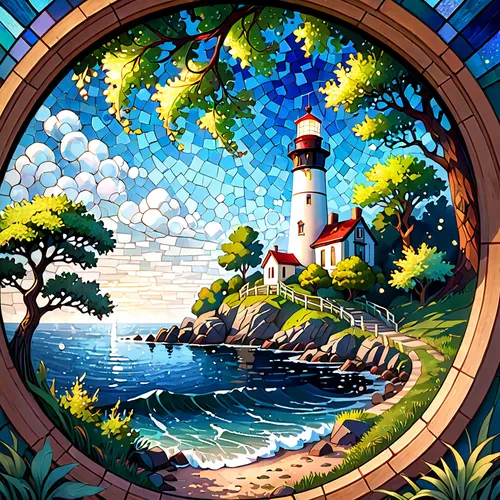 round window,porthole,window with sea view,lighthouse,glass painting,stained glass window,robert duncanson,mosaic glass,children's background,sea fantasy,walt disney world,window to the world,stained glass windows,popeye village,stained glass,musical dome,window,epcot ball,circle shape frame,the disneyland resort,Anime,Anime,Cartoon