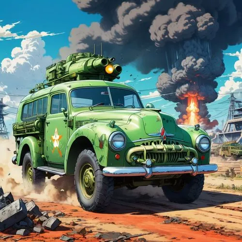 uaz,heliborne,chernogorneft,rust truck,patrol,cuba background,overland,fireforce,hanomag,gasanov,shilka,vwbus,retro vehicle,sdkfz,motorstorm,chernovol,defend,vw bus,cartoon video game background,kamaz,Illustration,Japanese style,Japanese Style 03