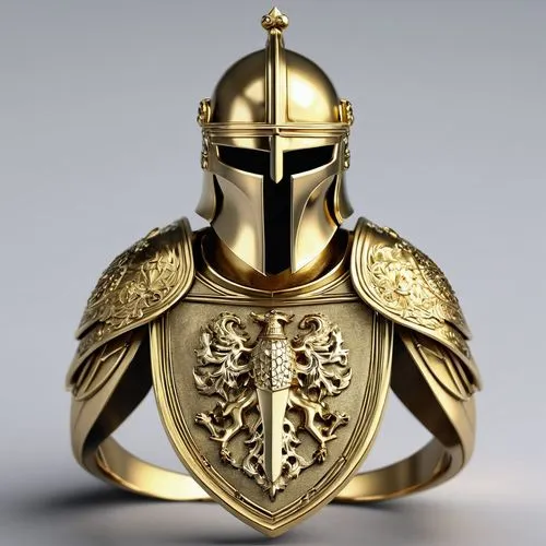 this medieval knight has an ornate golden shield and a helmet,knight armor,soldier's helmet,bollandists,knighthoods,knightly,helmet plate,Photography,General,Realistic