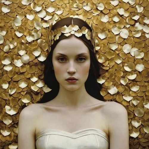 jingna,amidala,gold crown,hathaway,gold foil crown,gold wall,golden flowers,golden crown,gold jewelry,gold cap,diwata,gold flower,goldin,headpieces,gold mask,gilded,galadriel,rodarte,padme,blossom gold foil,Illustration,Realistic Fantasy,Realistic Fantasy 09