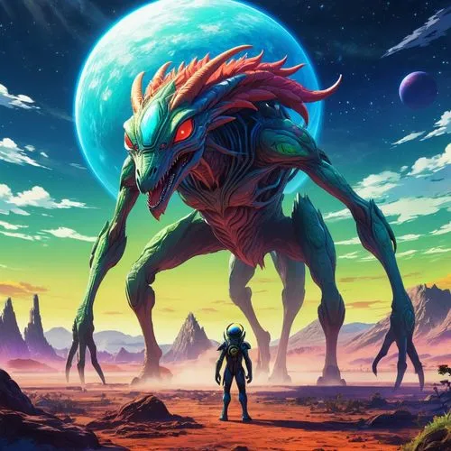 wildstar,mogadorians,guyver,metroid,alien planet,alien warrior,arthrodire,gravemind,stellaris,alien world,kantauri,arenanet,starbound,telos,namurian,sci fiction illustration,stargardt,helminth,keeshan,planetside,Illustration,Japanese style,Japanese Style 03