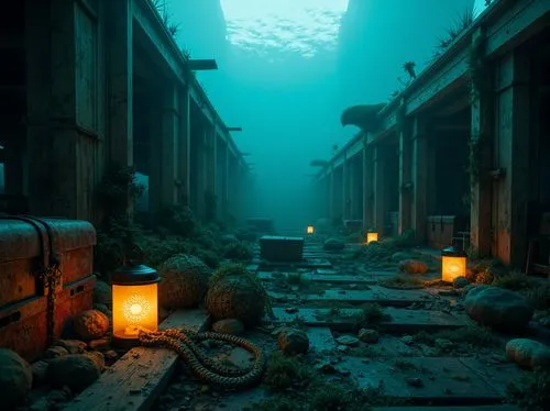 ocean underwater,undersea,aquarium,underwater background,depths,deep ocean,sunken church,deep sea,underwater landscape,underwater playground,under water,underwater,sunken ship,submerged,underwater oasis,ocean floor,3d render,seabed,midwater,innsmouth