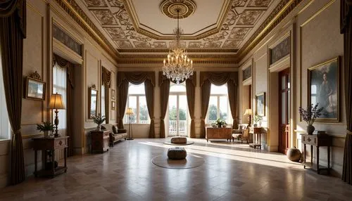 entrance hall,foyer,enfilade,royal interior,villa cortine palace,ritzau,hallway,farmleigh,anteroom,cliveden,lanesborough,highclere castle,ditchley,chateau margaux,corridor,nymphenburg,drottningholm,russborough,althorp,dunrobin castle