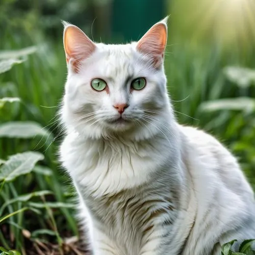 A cat whit white fur and darker stripes whit graygreen eyes in the nature ,white cat,european shorthair,blue eyes cat,snowbell,breed cat,cat with blue eyes,colotti,cat image,cat european,feral cat,sib