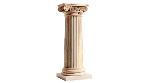 Ancient Greek column, marble material, ornate capital, fluted shaft, pedestal base, detailed carvings, morning sunlight, warm color tone, 3/4 composition, shallow depth of field, cinematic lighting.,d