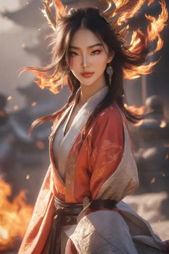 sanxia,flame spirit,mulan,diaochan,amaterasu,hanfu,Photography,Commercial