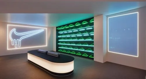 Sports shoe store design, change the floor to green artificial turf,modern office,assay office,creative office,ufo interior,modern decor,neon human resources,search interior solutions,futuristic art m