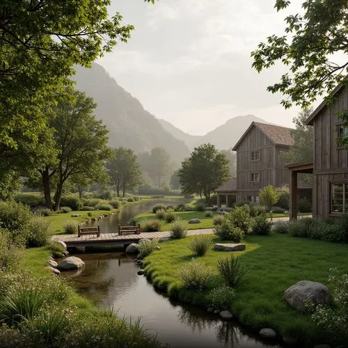 rendalen,watermill,idyllic,streamwood,watermills,riverwood,millstream,sirdal,polders,nargothrond,riftwar,oberland,water mill,green valley,alpine village,mountain valley,ilse valley,butka,deakins,bucolic