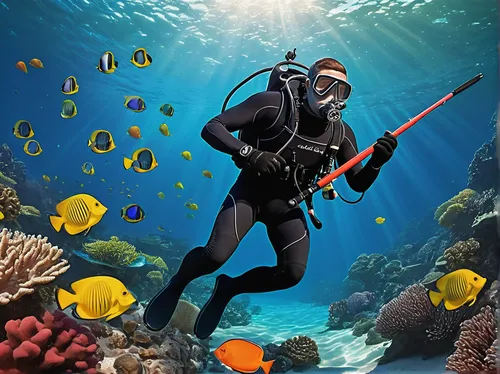 scuba,scuba diving,divemaster,underwater diving,diving equipment,amphiprion,freediving,underwater background,coral guardian,anemone fish,marine biology,snorkeling,snorkel,anemonefish,aquanaut,dive computer,coral reef,marine diversity,underwater sports,marine life,Illustration,Abstract Fantasy,Abstract Fantasy 05
