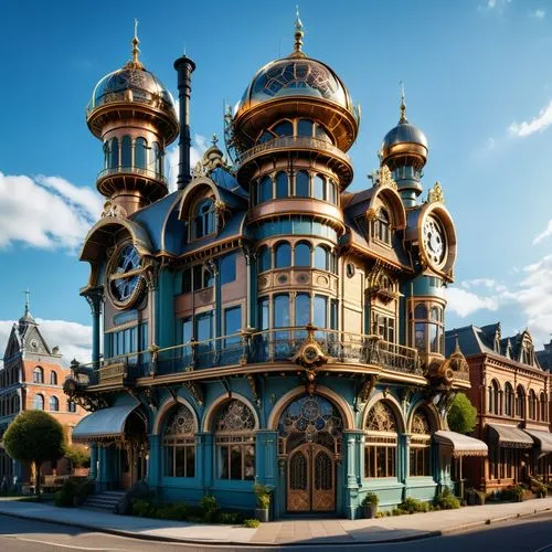 art nouveau,dragon palace hotel,fairy tale castle,victorian,art nouveau design,victorian house,french building,grand hotel,gold castle,fairytale castle,beautiful buildings,victorian style,disneyland paris,honfleur,wild west hotel,disneyland park,classical architecture,house of the sea,medieval architecture,hotel de cluny,Photography,General,Realistic