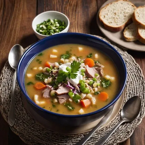 lentil soup,minestrone,scotch broth,vegetable soup,pasta e fagioli,carrot and red lentil soup,cabbage soup diet,pozole,corn chowder,ezogelin soup,asian soups,vegetable broth,sopa de mondongo,hot and sour soup,manchow soup,soup bowl,corn crab soup,taco soup,tripe soup,caldo de pollo,Photography,General,Realistic