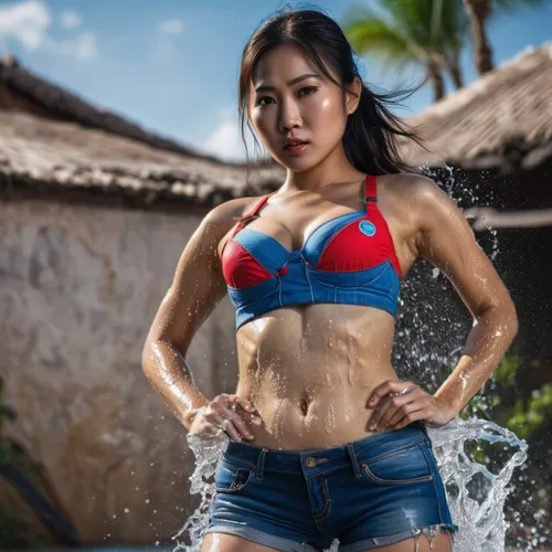 miss vietnam,vietnamese woman,asian woman,photoshoot with water,phuquy,female swimmer,mai tai,vietnamese,muscle woman,wet body,fitness model,siam fighter,pi mai,wet girl,asian girl,su yan,wonderwoman,mulan,laos,vietnam