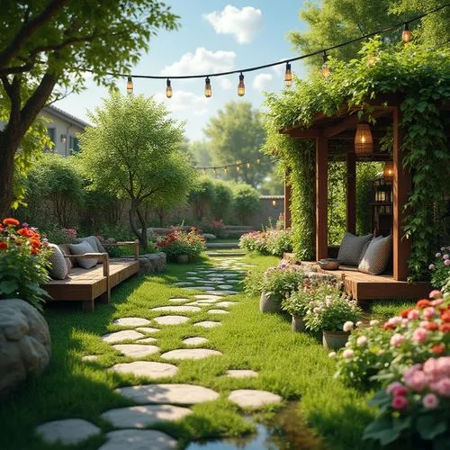 climbing garden,garden bench,nature garden,cottage garden,bloomgarden,flower garden,idyllic,garden,summer border,home landscape,pathway,sake gardens,spring garden,garden swing,garten,backyard,nursery,green garden,english garden,the garden,Photography,General,Realistic