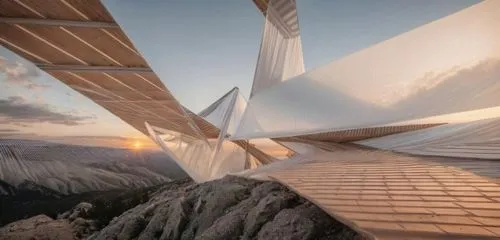 moveable bridge,calatrava,futuristic architecture,cable-stayed bridge,sky space concept,skyscapers,santiago calatrava,futuristic art museum,futuristic landscape,roof landscape,humpback bridge,roof structures,wind machines,powered hang glider,daylighting,eco-construction,mountain sunrise,glass pyramid,segmental bridge,outdoor structure
