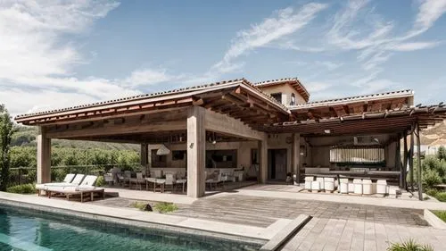 pool house,holiday villa,luxury property,dunes house,roof landscape,chalet,summer house,timber house,beautiful home,private house,bendemeer estates,luxury home,tuscan,pergola,folding roof,wooden roof,luxury real estate,wooden beams,wooden decking,spanish tile,Architecture,General,Modern,Natural Sustainability
