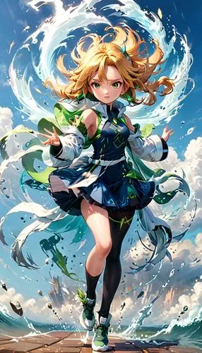 nami,monsoon banner,medusa,wind wave,wind warrior,little girl in wind,the sea maid,the wind from the sea,ocean background,ganai,medusa gorgon,kantai collection sailor,tsumugi kotobuki k-on,kayano,wind machine,delta sailor,honolulu,celtic queen,ocean,cg artwork,Anime,Anime,General