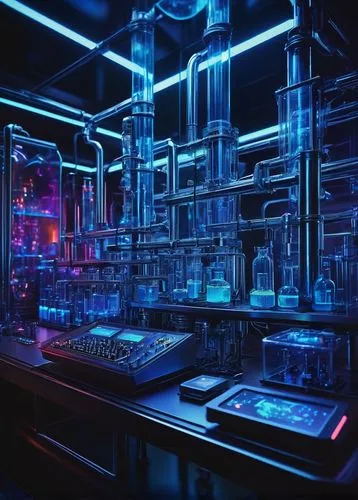 laboratory,chemical laboratory,sci fi surgery room,lab,laboratory information,computer room,laboratory oven,the server room,cyberpunk,pharmacy,laboratory equipment,neon drinks,nightclub,computer art,electronics,uv,data center,optoelectronics,cyber,formula lab,Illustration,Realistic Fantasy,Realistic Fantasy 30