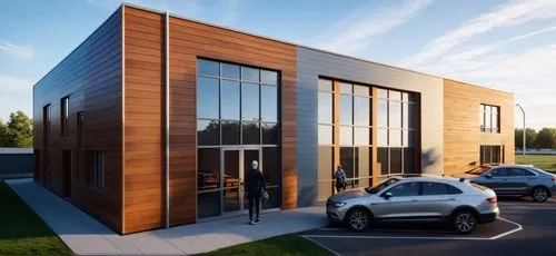  Modern
children's sports and recreation center, featuring an elegant design with a combination of horizontal light and wooden panels in the form of siding.
combination of horizontal light and wood pa