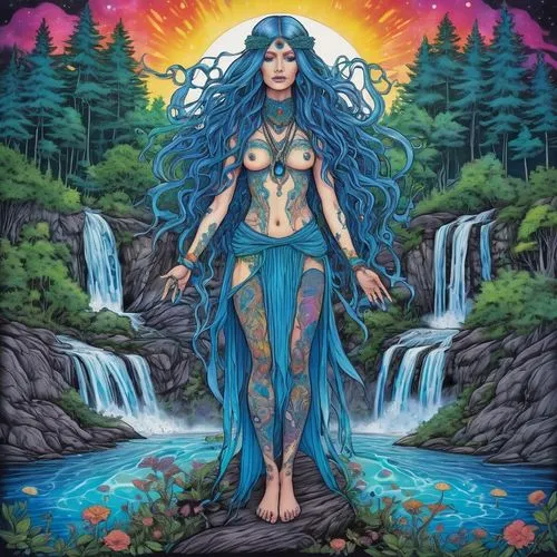 mother earth,earth chakra,promethea,naiad,naiads,amphitrite,Illustration,Paper based,Paper Based 19