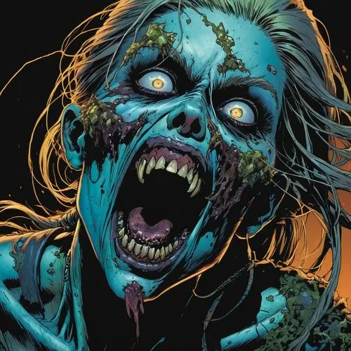 corben,zombie,brubaker,morbius,kirkman,zombified,scary woman,zombi,hannegan,zombies,zombielike,mcniven,grimmett,fangoria,nekron,nicotero,zombo,frightful,bisley,pumpkinhead,Illustration,American Style,American Style 03