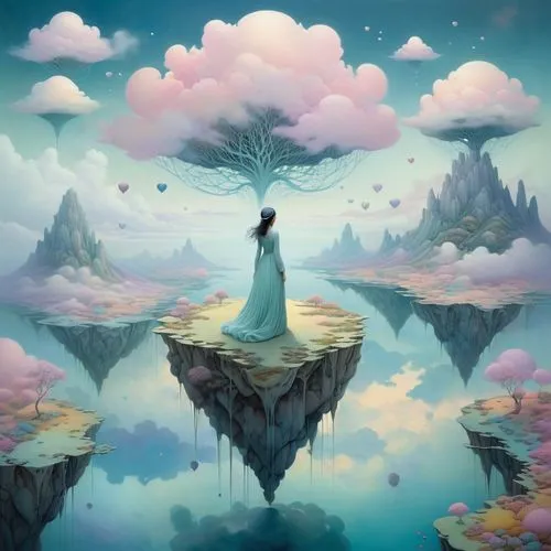 dreamscapes,dreamscape,wonderlands,fantasy picture,fantasy landscape,fairy world,dreamlands,fairyland,wonderland,dream world,dreamland,cloudland,cloudmont,floating island,fall from the clouds,imaginaire,cloudstreet,fantasy art,heavenward,3d fantasy,Illustration,Realistic Fantasy,Realistic Fantasy 05