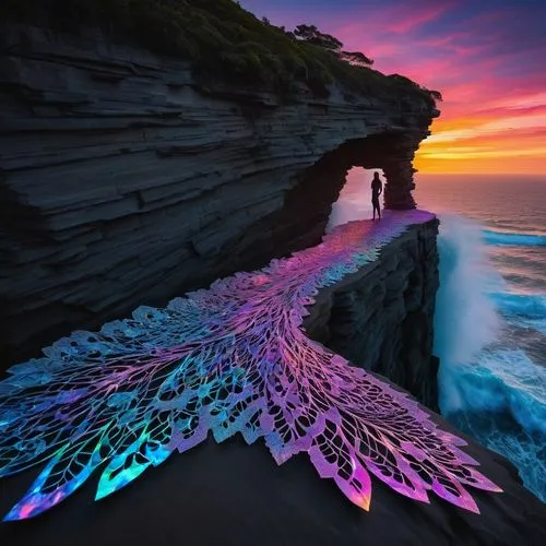 rainbow waves,winged heart,glass wings,light art,fairy peacock,bird wings,bird wing,take-off of a cliff,colorful light,fallen colorful,sand art,aurora butterfly,dichroic,butterfly wings,iridescent,rainbow butterflies,light paint,drawing with light,loving couple sunrise,kinetic art,Conceptual Art,Fantasy,Fantasy 02