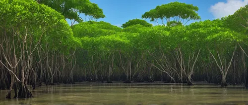 Mangroves Dominican Republic,eastern mangroves,mangroves,the roots of the mangrove trees,bamboo forest,green trees with water,freshwater marsh,mangrove,riparian forest,bamboo plants,swampy landscape,h