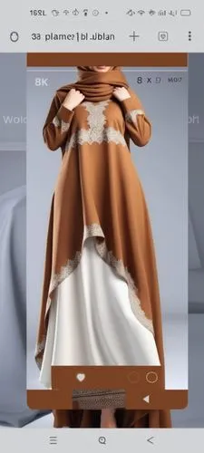 Wool design For Muslim hijab digital drawing with 3d with blain  design and long skirt with winter design wool design with wool design with brown and ofwhite with brown pattern from the chest with sel