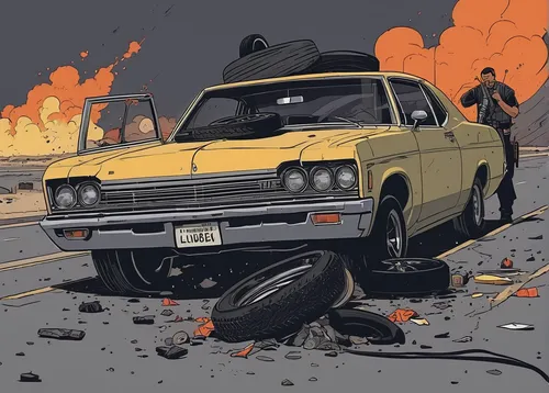 gaz-21,accident car,car crash,vehicle wreck,car wrecked,car accident,car wreck,mad max,ford prefect,low rider,witch driving a car,accident,burnout,w113,crash test,the wreck of the car,pickup-truck,bullet ride,assassination,burnout fire,Illustration,Vector,Vector 03