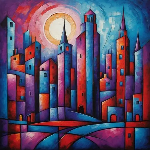 city scape,colorful city,cityscapes,city skyline,cityscape,hundertwasser,Art,Artistic Painting,Artistic Painting 49