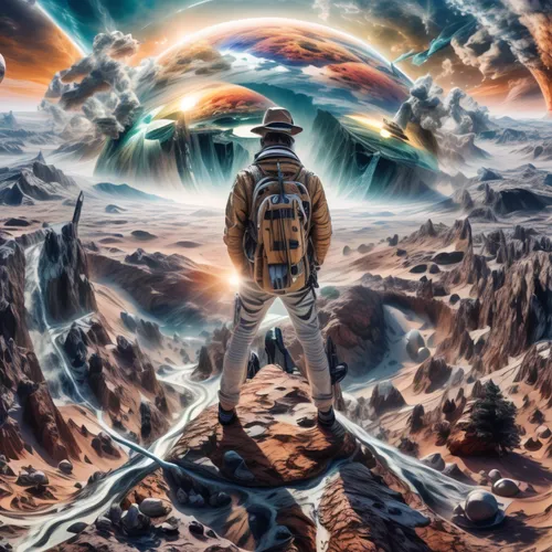 journey,space art,astral traveler,space voyage,astronaut,alien planet,spaceman,space travel,lost in space,mission to mars,sci fiction illustration,science fiction,extraterrestrial life,travelers,traveller,space craft,alien world,robot in space,astronautics,futuristic landscape