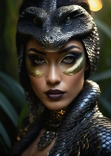 amazonica,maori,vipera,crocodile woman,amazonian,fantasy portrait,cleopatra,kitana,amihan,zira,snake skin,warrior woman,snake charming,derivable,chainmail,ancient egyptian girl,polynesian girl,fantasy woman,serpent,female warrior,Illustration,Retro,Retro 04