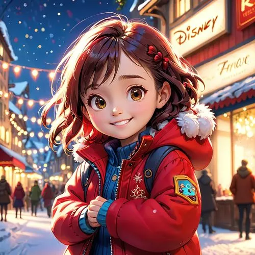 christmas snowy background,mei,kumiko,christmas background,santa's village,christmas wallpaper,Anime,Anime,Cartoon