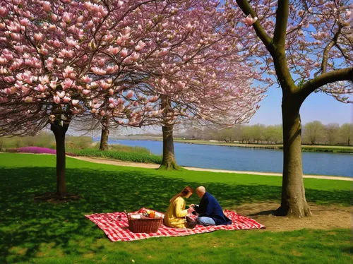 picnic,cherry trees,picnic basket,the cherry blossoms,romantic scene,picnic boat,central park,kensington gardens,japanese cherry trees,picnic table,riverside park,cherry blossom festival,olympiapark,cherry blossoms,alster city,springtime background,idyllic,alster,tidal basin,cherry tree,Art,Classical Oil Painting,Classical Oil Painting 03