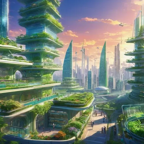 futuristic landscape,ecotopia,terraformed,arcology,cybercity,futuristic architecture,terraforming,terraform,cybertown,futuregen,utopian,habitable,terraformer,cyberia,sedensky,fantasy city,homeworlds,futurology,utopias,cardassia,Illustration,Japanese style,Japanese Style 03