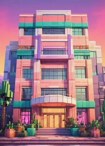 apartment block,colorful city,cybertown,apartment building,colorful facade,apartment complex,an apartment,apartment house,microdistrict,cybercity,apartments,dreamsville,3d render,dorms,art deco,graecorum,hotel riviera,dreamhouse,fantasy city,pink squares,Unique,Pixel,Pixel 03