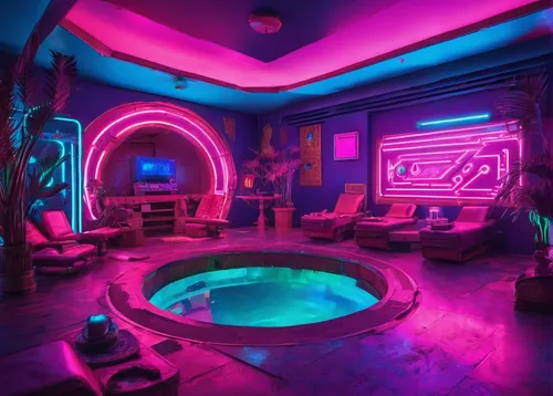 ufo interior,spa,neon cocktails,cabana,pool bar,aqua studio,luxury bathroom,aesthetic,nightclub,beauty room,great room,uv,bathtub,cyberpunk,luxury,neon drinks,ornate room,motel,pool,blue room,Conceptual Art,Sci-Fi,Sci-Fi 27