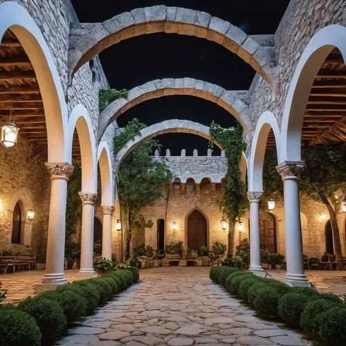 hala sultan tekke,inside courtyard,courtyard,patios,masseria,pergola,Photography,General,Realistic