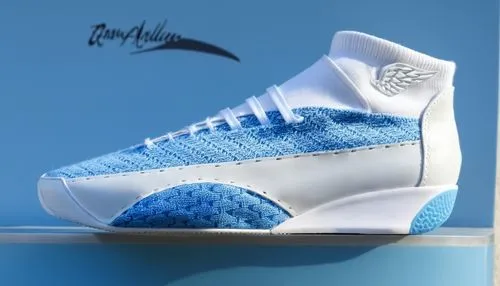 Battle knit and pebbled leather sneaker, sock collar with "wing" logo. All white with Carolina blue accent color scheme ,Battle knit court shoe Carolina blue ,unc,jays,flints,sail blue white,pumaren,b