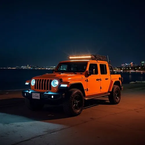 jeep rubicon,night shot,jeep gladiator rubicon,photo session at night,yj,wranglings,Illustration,Japanese style,Japanese Style 09