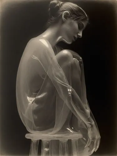 Pour her sweet open eyes,the back of a woman's head and arms are shown in black and white,lalique,blumenfeld,art deco woman,pictorialist,collodion,tintypes,Photography,Black and white photography,Blac