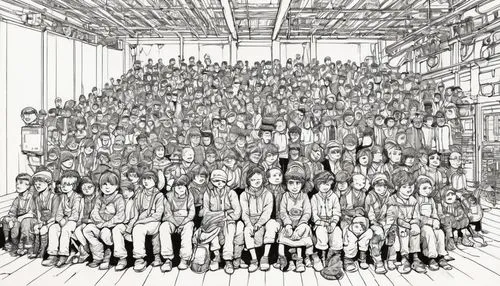 office line art,mono-line line art,megatokyo,mono line art,headcount,metapopulation,comitia,pencils,crowded,crowd of people,the boiler room,genshiken,overpopulation,density,biochemists,bottleneck,overcrowding,png transparent,crowd,lineart,Illustration,Paper based,Paper Based 26