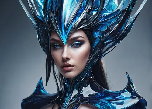 blue enchantress,ice queen,fantasy art,fantasy portrait,merfolk,water creature,feather headdress,headdress,3d fantasy,bodypainting,agave azul,fantasy woman,body painting,headpiece,elven,violet head elf,ice princess,water glace,sci fiction illustration,bodypaint,Photography,Artistic Photography,Artistic Photography 03